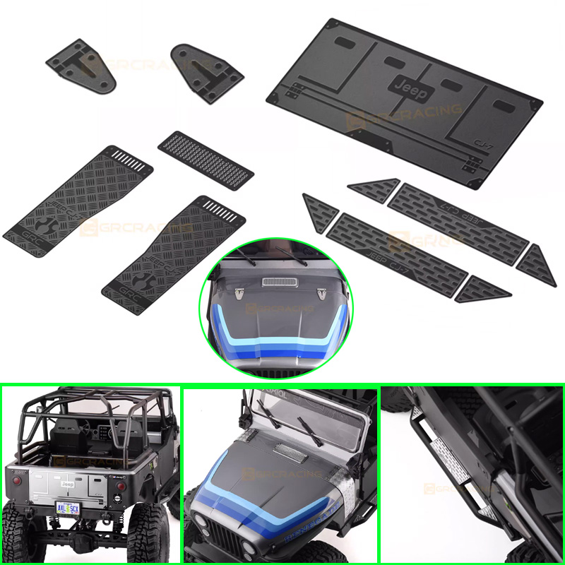 Fpv Drone Tool Kit - 金属製の車のシェル保護シート,サイドバー,テールゲートヒンジ,1/10 rcクローラー用,テーブルの装飾,scxiii,CJ-7